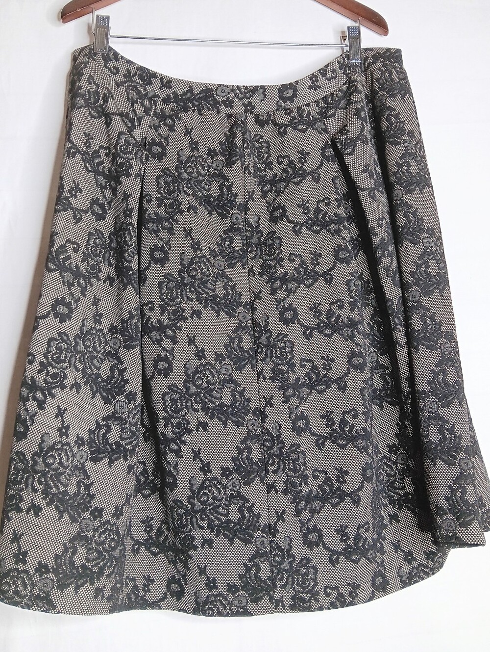 CB Establishe1XL Vintage Style Pleated Lace Print Circle Skirt Stretch Plus Size